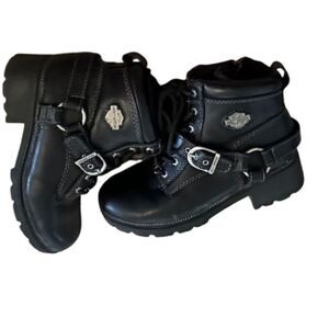 Harley Davidson Womens Kelley Harness Ride Boots Size 7 Leather Biker Lace Up